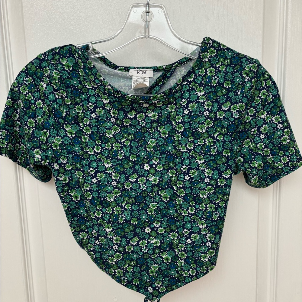 Ripe Blue and Green Floral Short Sleeve Top